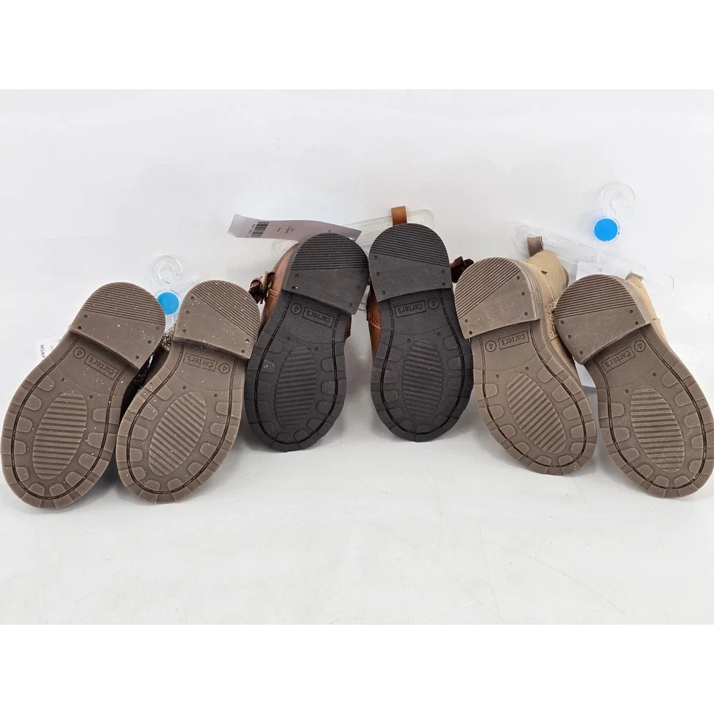 Carter's Ankle Boots Toddler Girls Size 4 Khaki Brown Taupe Variety Pack - NEW